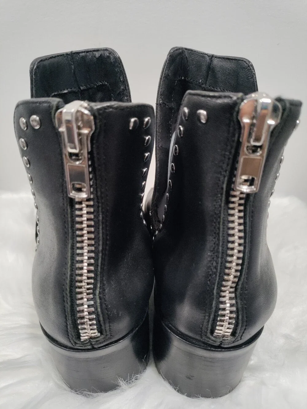 Cute Steve Madden Black Leather Studded Ankle Boots Size 9